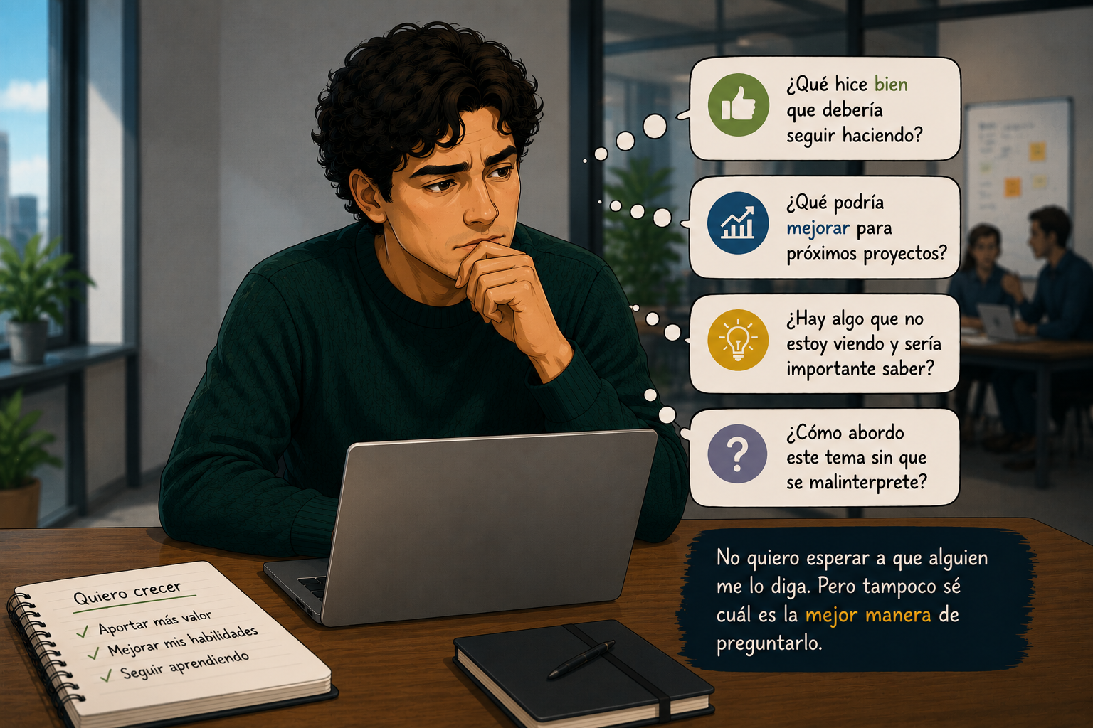 Rodrigo reflexiona sobre qué preguntas hacer para pedir feedback