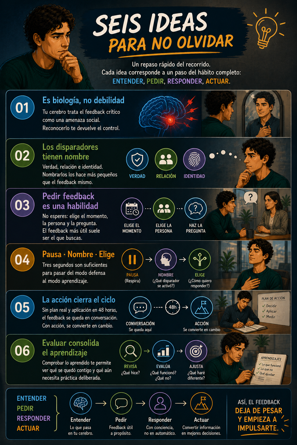 Infografía: seis ideas para no olvidar sobre recibir feedback
